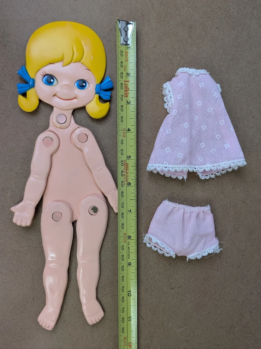 Vintage 70s Skinny Jinny Blonde Flat Posable Jointed Doll, Durham Industries - Picture 9 of 9